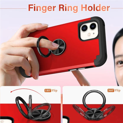 For iPhone 11 Case PC+TPU Hybrid Phone Back Cover with Ring Holder