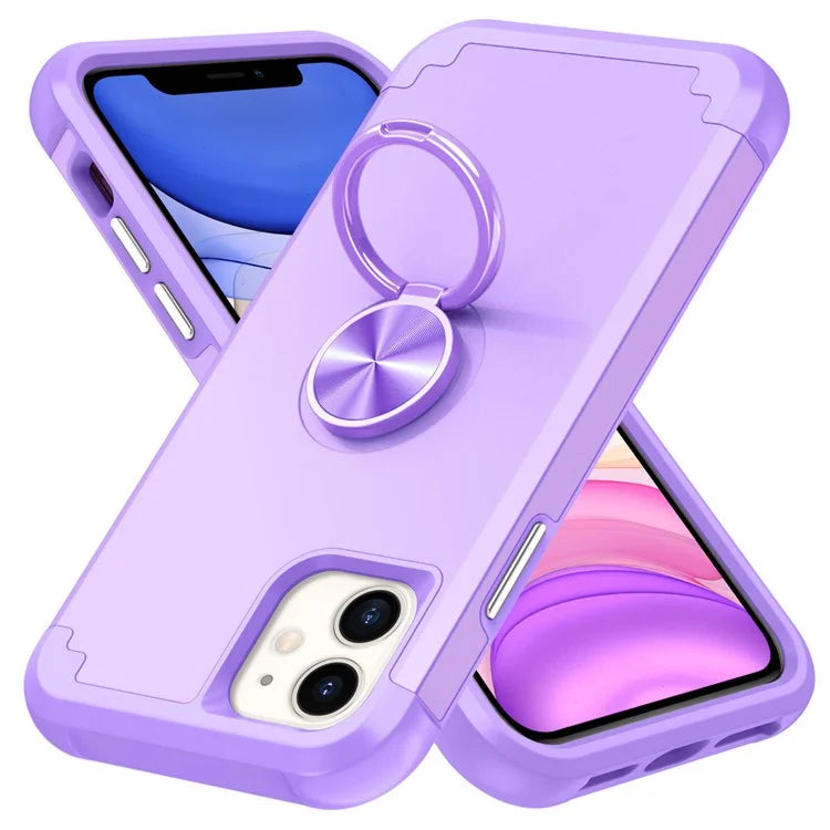 For iPhone 11 Case PC+TPU Hybrid Phone Back Cover with Ring Holder