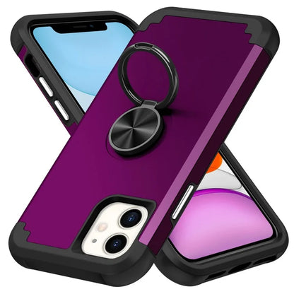 For iPhone 11 Case PC+TPU Hybrid Phone Back Cover with Ring Holder