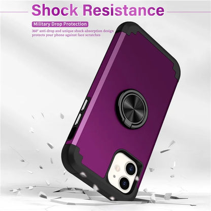For iPhone 11 Case PC+TPU Hybrid Phone Back Cover with Ring Holder