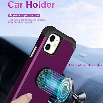 For iPhone 11 Case PC+TPU Hybrid Phone Back Cover with Ring Holder
