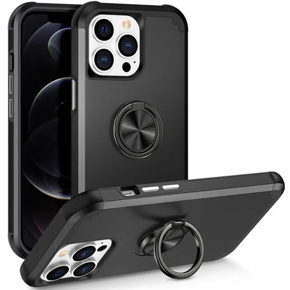 For iPhone 12 Pro Max Case with Ring Kickstand PC+TPU Phone Back Cover