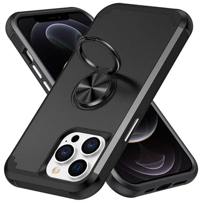 For iPhone 12 Pro Max Case with Ring Kickstand PC+TPU Phone Back Cover