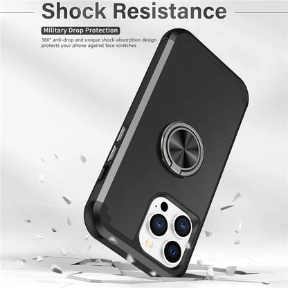 For iPhone 12 Pro Max Case with Ring Kickstand PC+TPU Phone Back Cover