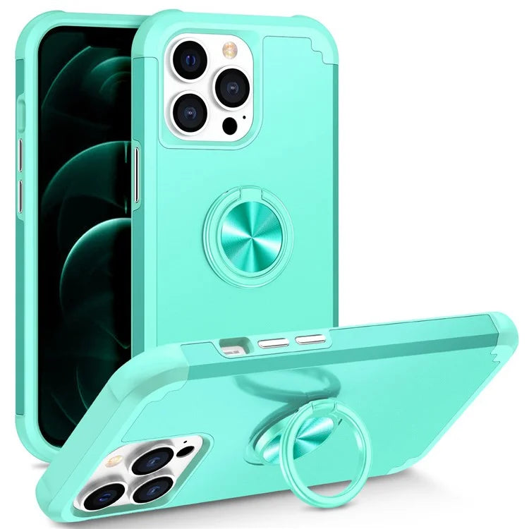 For iPhone 12 Pro Max Case with Ring Kickstand PC+TPU Phone Back Cover