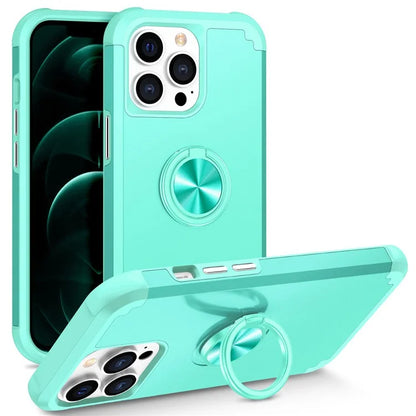 For iPhone 12 Pro Max Case with Ring Kickstand PC+TPU Phone Back Cover