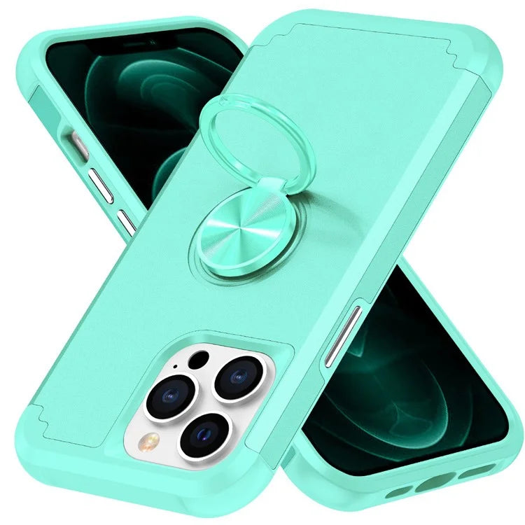 For iPhone 12 Pro Max Case with Ring Kickstand PC+TPU Phone Back Cover