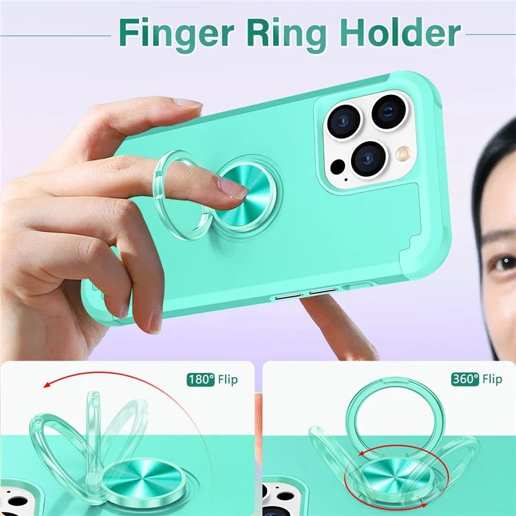 For iPhone 12 Pro Max Case with Ring Kickstand PC+TPU Phone Back Cover
