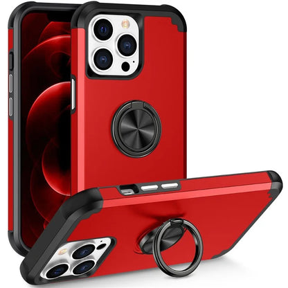 For iPhone 12 Pro Max Case with Ring Kickstand PC+TPU Phone Back Cover
