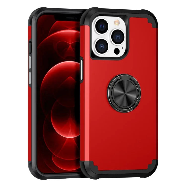 For iPhone 12 Pro Max Case with Ring Kickstand PC+TPU Phone Back Cover