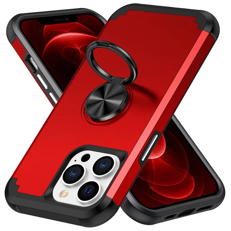 For iPhone 12 Pro Max Case with Ring Kickstand PC+TPU Phone Back Cover
