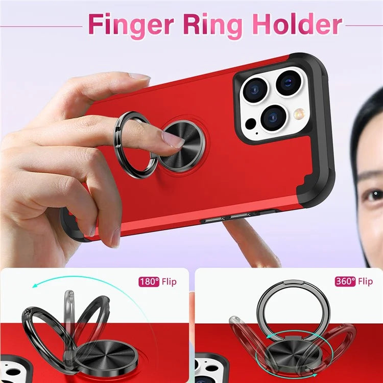For iPhone 12 Pro Max Case with Ring Kickstand PC+TPU Phone Back Cover