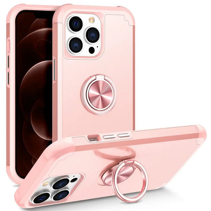 For iPhone 12 Pro Max Case with Ring Kickstand PC+TPU Phone Back Cover