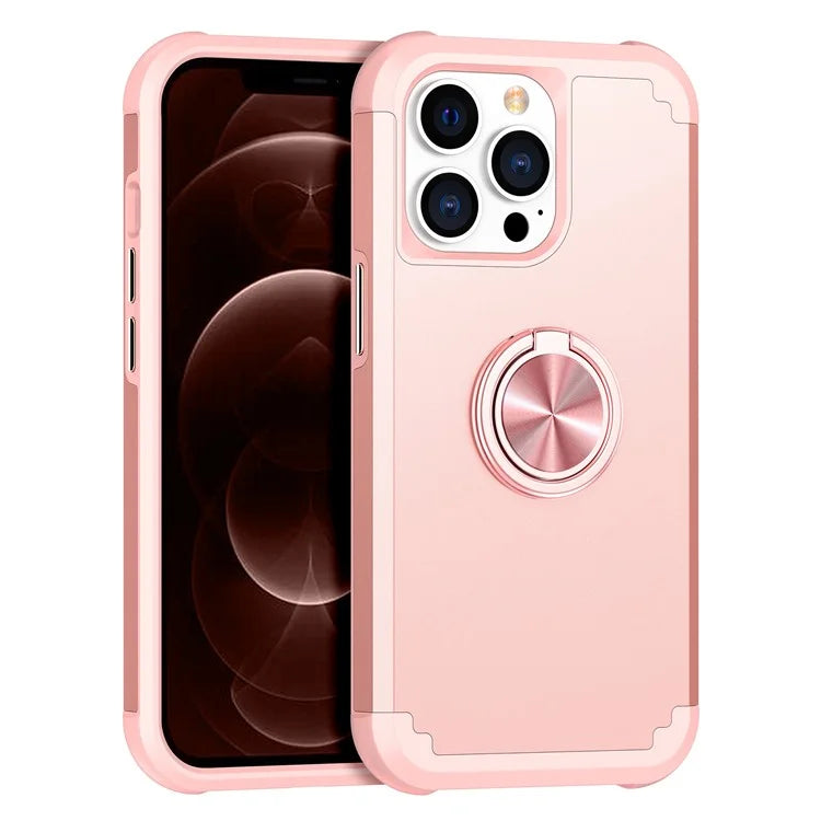 For iPhone 12 Pro Max Case with Ring Kickstand PC+TPU Phone Back Cover