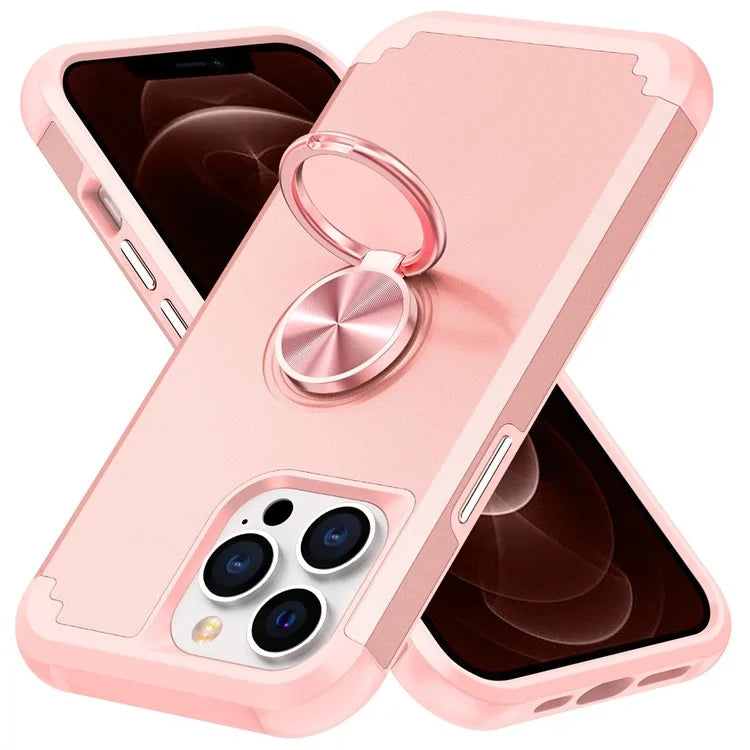 For iPhone 12 Pro Max Case with Ring Kickstand PC+TPU Phone Back Cover