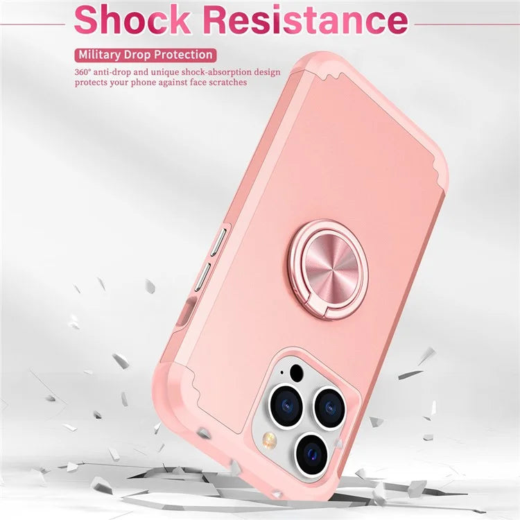 For iPhone 12 Pro Max Case with Ring Kickstand PC+TPU Phone Back Cover