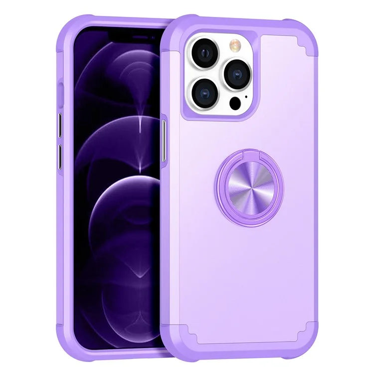 For iPhone 12 Pro Max Case with Ring Kickstand PC+TPU Phone Back Cover