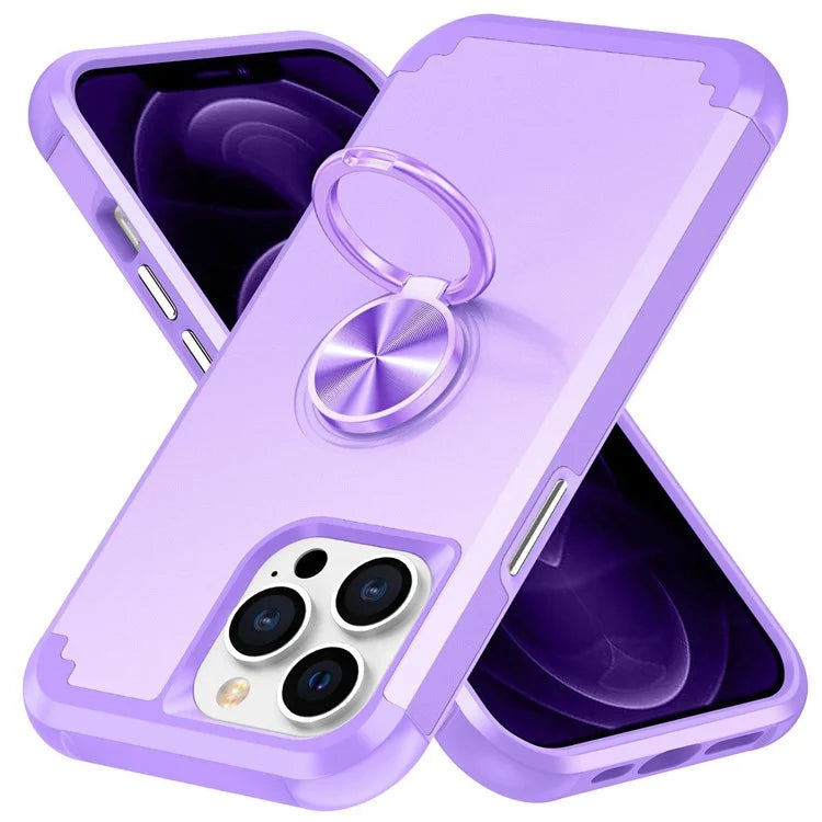For iPhone 12 Pro Max Case with Ring Kickstand PC+TPU Phone Back Cover