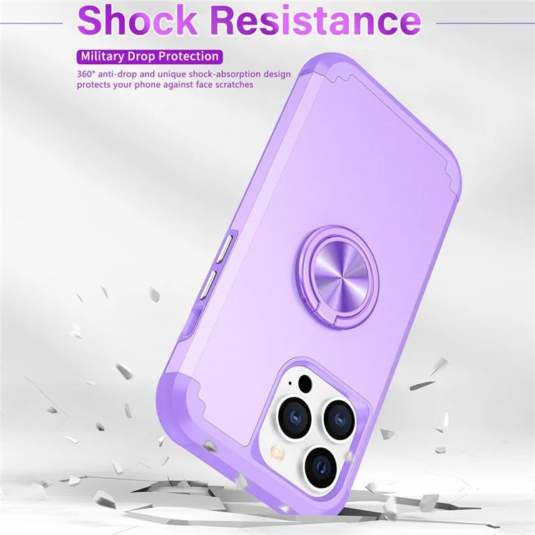 For iPhone 12 Pro Max Case with Ring Kickstand PC+TPU Phone Back Cover