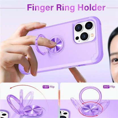 For iPhone 12 Pro Max Case with Ring Kickstand PC+TPU Phone Back Cover