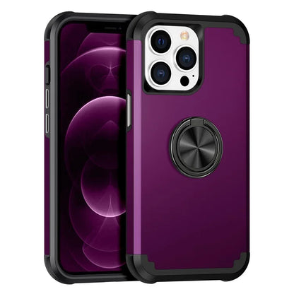For iPhone 12 Pro Max Case with Ring Kickstand PC+TPU Phone Back Cover