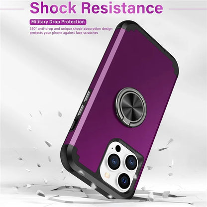 For iPhone 12 Pro Max Case with Ring Kickstand PC+TPU Phone Back Cover