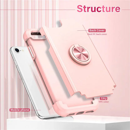 For iPhone 7  /  8  /  SE (2020)  /  (2022) Back Cover with Kickstand PC+TPU Phone Protector Case