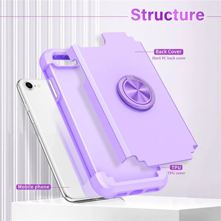For iPhone 7  /  8  /  SE (2020)  /  (2022) Back Cover with Kickstand PC+TPU Phone Protector Case