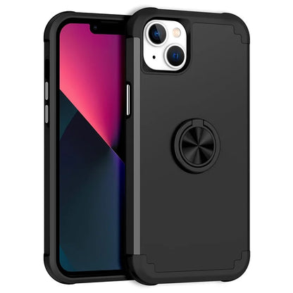For iPhone 13 Shockproof Case PC+TPU Phone Back Case with Ring Kickstand