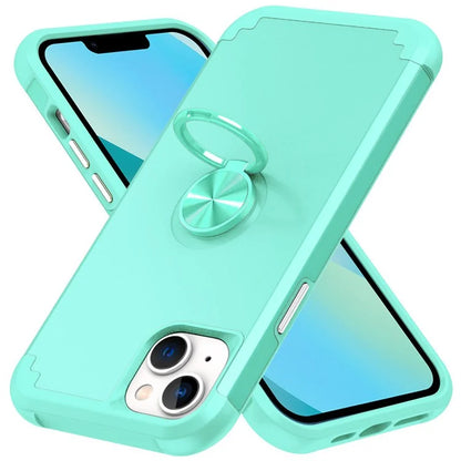 For iPhone 13 Shockproof Case PC+TPU Phone Back Case with Ring Kickstand