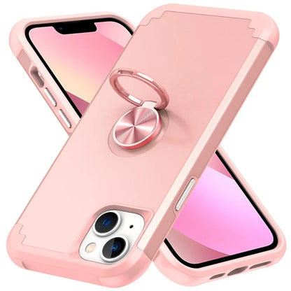 For iPhone 13 Shockproof Case PC+TPU Phone Back Case with Ring Kickstand
