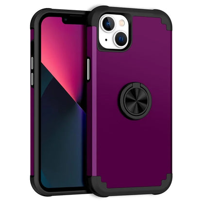 For iPhone 13 Shockproof Case PC+TPU Phone Back Case with Ring Kickstand