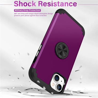 For iPhone 13 Shockproof Case PC+TPU Phone Back Case with Ring Kickstand