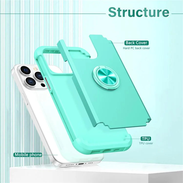 For iPhone 13 Pro Kickstand Case Anti-shock PC+TPU Phone Back Cover Protector