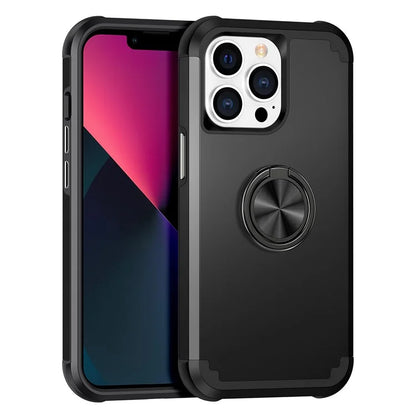For iPhone 13 Pro Max Back Cover Finger Ring Holder PC+TPU Phone Protective Case