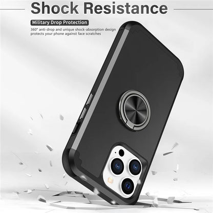 For iPhone 13 Pro Max Back Cover Finger Ring Holder PC+TPU Phone Protective Case