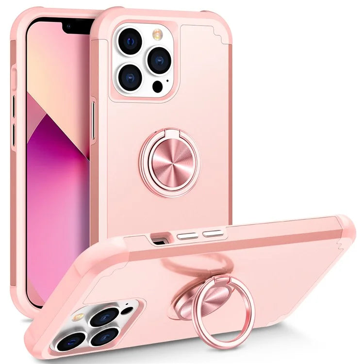 For iPhone 13 Pro Max Back Cover Finger Ring Holder PC+TPU Phone Protective Case