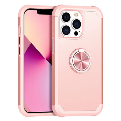 For iPhone 13 Pro Max Back Cover Finger Ring Holder PC+TPU Phone Protective Case