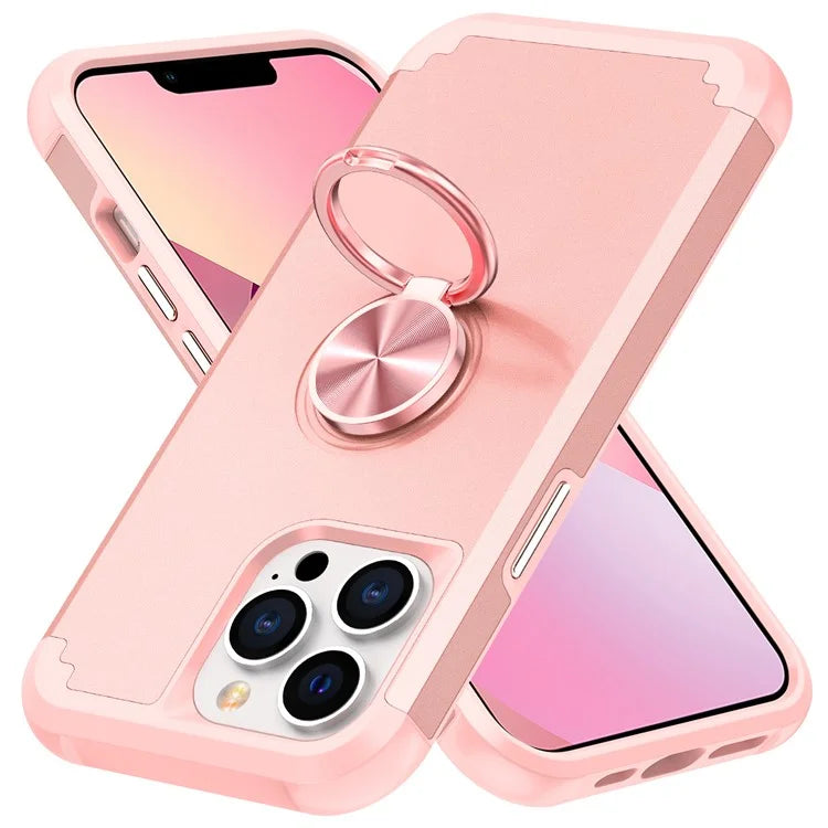 For iPhone 13 Pro Max Back Cover Finger Ring Holder PC+TPU Phone Protective Case