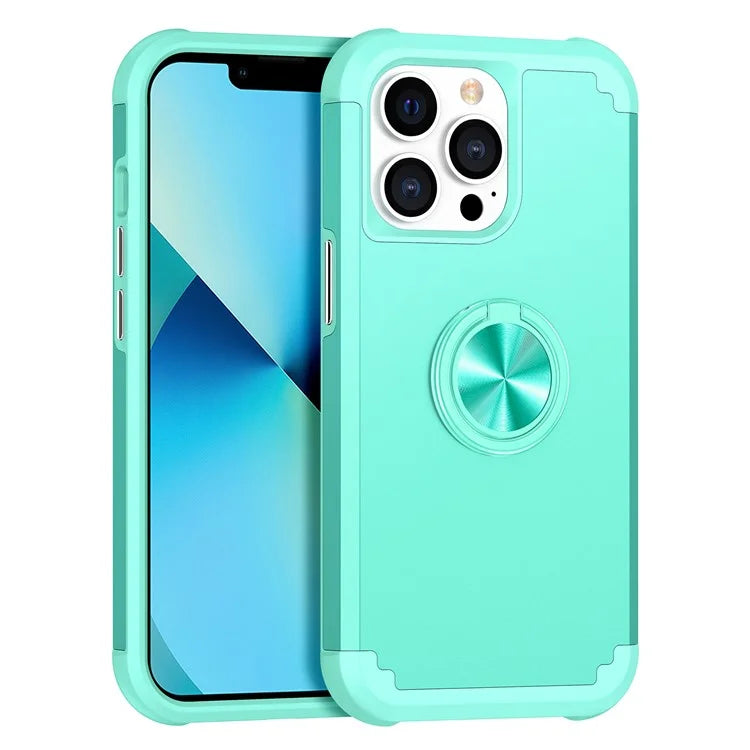 For iPhone 13 Pro Max Back Cover Finger Ring Holder PC+TPU Phone Protective Case