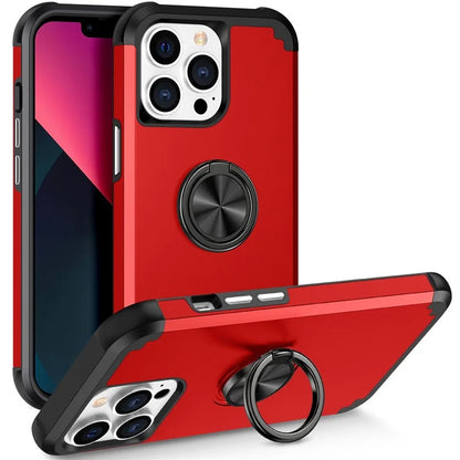 For iPhone 13 Pro Max Back Cover Finger Ring Holder PC+TPU Phone Protective Case