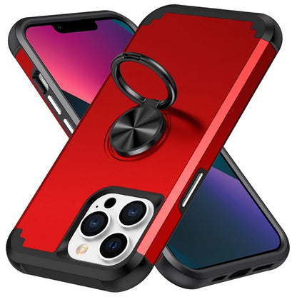 For iPhone 13 Pro Max Back Cover Finger Ring Holder PC+TPU Phone Protective Case