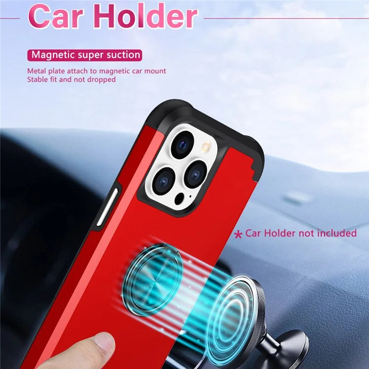 For iPhone 13 Pro Max Back Cover Finger Ring Holder PC+TPU Phone Protective Case