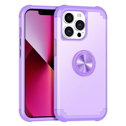 For iPhone 13 Pro Max Back Cover Finger Ring Holder PC+TPU Phone Protective Case