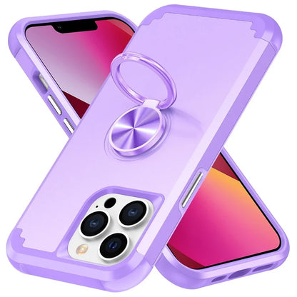 For iPhone 13 Pro Max Back Cover Finger Ring Holder PC+TPU Phone Protective Case