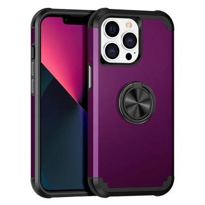 For iPhone 13 Pro Max Back Cover Finger Ring Holder PC+TPU Phone Protective Case