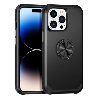 For iPhone 14 Pro Case with Ring Holder PC+TPU Drop-proof Phone Protective Cover