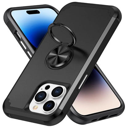 For iPhone 14 Pro Case with Ring Holder PC+TPU Drop-proof Phone Protective Cover