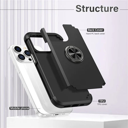 For iPhone 14 Pro Case with Ring Holder PC+TPU Drop-proof Phone Protective Cover
