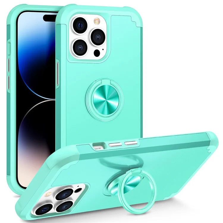 For iPhone 14 Pro Case with Ring Holder PC+TPU Drop-proof Phone Protective Cover